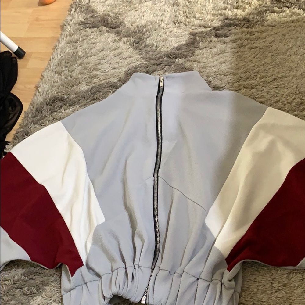 Gray and burgundy jacket